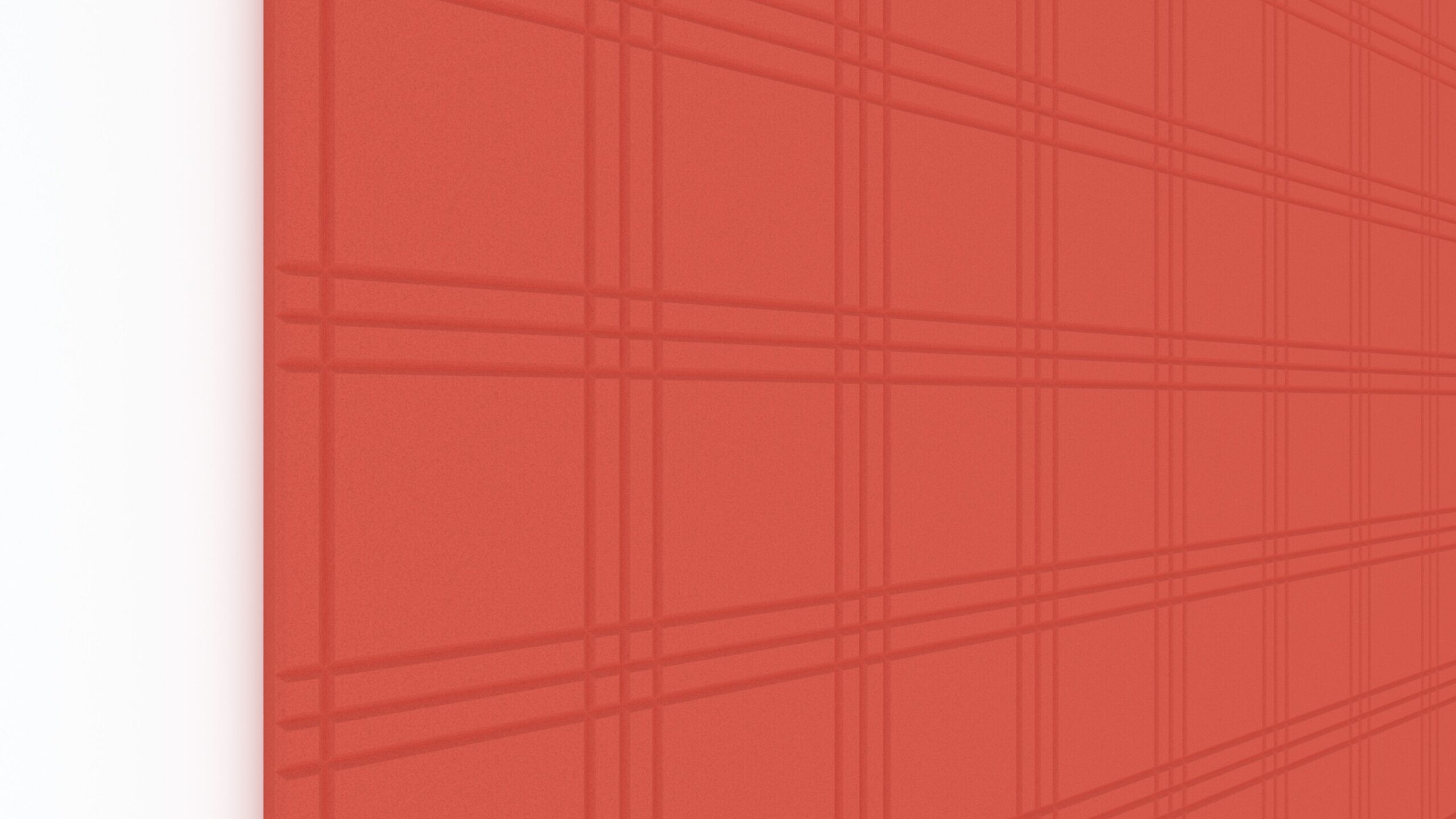 Czerwony panel akustyczny Fluffo Pixel Deco o prostokątnym kształcie z wytłoczonym wzorem kratki