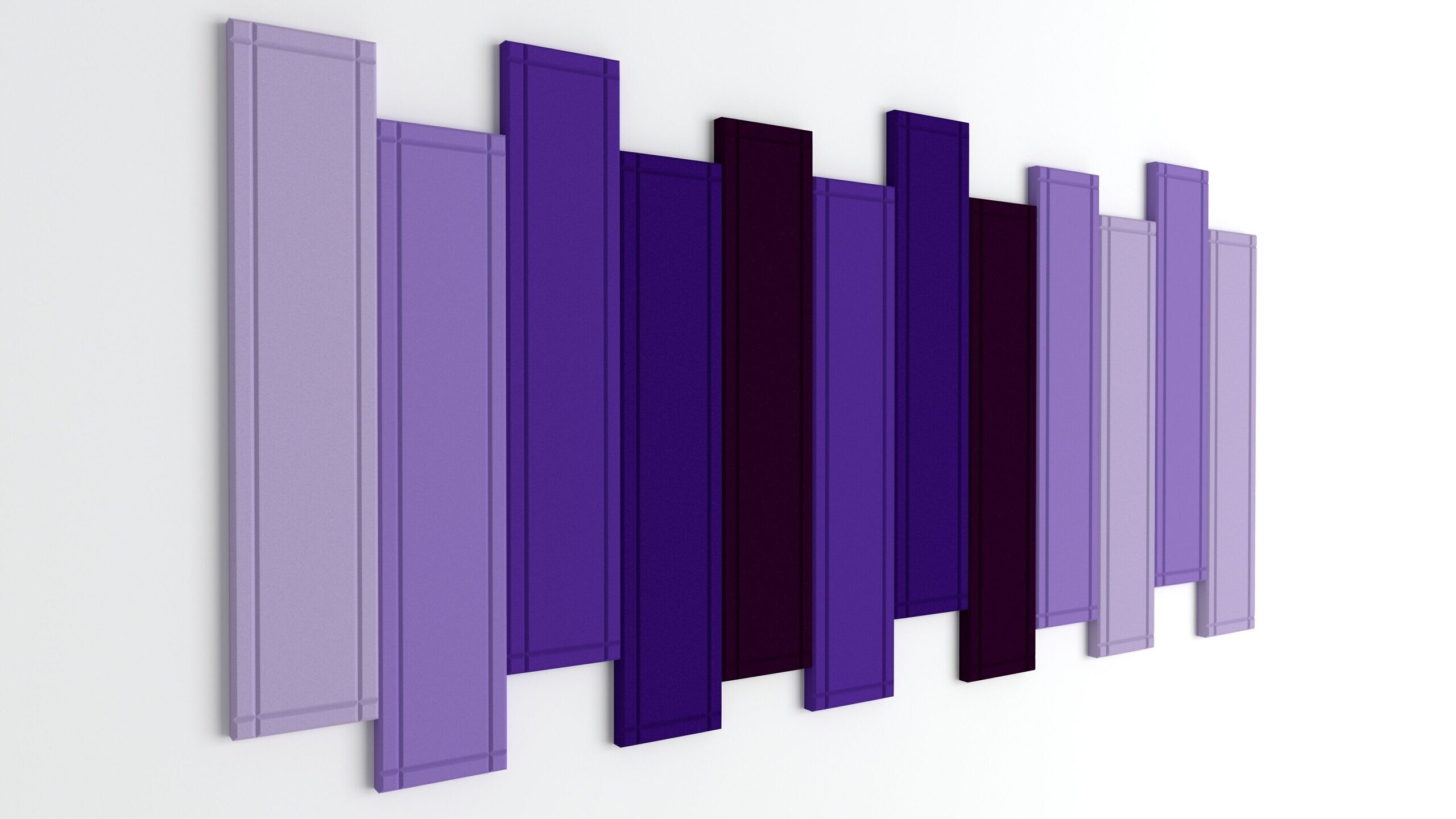 Panele akustyczne Fluffo Stick Deco w różnych odcieniach fioletu